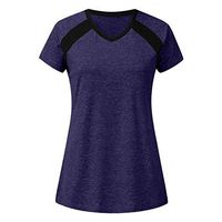 Coupondeal Women's Casual Short Sleeve Sport Yoga Cool Workout T-Shirt Blouse Tops Tunic(Purple,XXL)