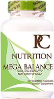 MegaBalance Probiotics. 30 Billion CFU's with 10 strains including the trademarked DE111. Non-GMO formula. Veggie Caps.