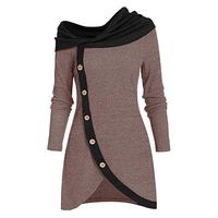 Aniywn Women Mock Neck Asymmetric Tops,Women Plus Size Autumn Winter Long Sleeve Sweatshirt Khaki