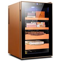 Electric Cigar Humidor Cooler Dual-Core Refrigeration Hold up to 400 Cigars,2.47 Cubic Ft(Gold)