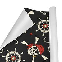 Gift Wrapping Paper Roll Pirate Skull Anchor for Birthday,Holiday,Wedding,Baby Shower Gift Wrap - 3Rolls - 58inch x 23inch Per Roll