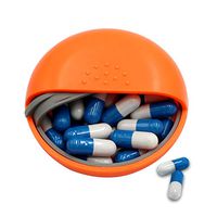 LazyMe Decorative Pill Box Cute Size for Purse Locking Small Daily Case (Orange, 1)