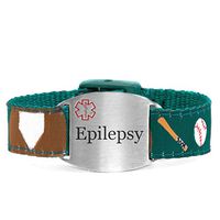 StickyJ USA Pre-Engraved Epilepsy Medical Bracelet with Baseball Themed Strap