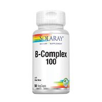 Solaray Vitamin B-Complex 100 | Supports Healthy Hair & Skin, Immune System Function, Blood Cell Formation & Energy Metabolism | 50 VegCaps