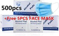 5PACK 75% Alcohol Prep Pads - 500PCS Disinfectant Cotton Slices Gauze Pads Individually Wrapped Swap Pad Wet Wipe