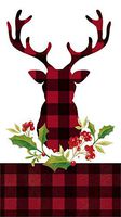 Evergreen Set of 2,Guest Towel Size Napkin, 8"x4.5", Pack of 15, Plaid Stag