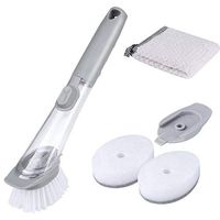 3 Piece Kitchen Cleaning Brushes Set, Soap Dispensing Dish Brush，Scrub Brush Bathroom Brush, Kitchen Scrub Brush, Shoe Cleaning Brush, Towels with Hanging Loop, Kitchen Brush for Pot Pan Sink Cleanin