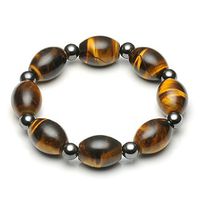 CrystalTears Natural Tiger Eye Oval Beads Hematite Magnetic Therapy Bracelet,Reiki Healing Energy Stone, Gift for Dad