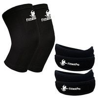 Fittest Pro Knee Sleeve Package (Pack of 4) - Knee Compression Sleeve (1 Pair) & Free Knee Braces (1 Pair) - Patella Knee Support Straps Sleeves - Knee Arthritis Brace & Pain Relief Strap