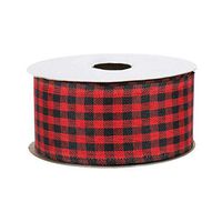 Black Red Gingham Wired Ribbon - 1 1/2" x 10 Yards, Christmas, Buffalo Check Plaid, Valentine's Day, Decor for Wreaths, Garlands, Trees, Bows, Birthday, Thanksgiving