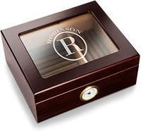 Personalized Capri Glass Top Mahogany Humidor - Circle Monogram Cigar Humidor