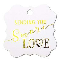 Summer-Ray 50pcs Gold Foil Hot Stamping Sending You S'More Love Wedding Favor Gift Tags (Pure White, Square)