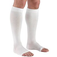 Truform 30-40 mmHg Compression Stockings for Men and Women, Knee High Length, Open Toe, White, Large