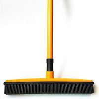 PinnacleT1 Long Push Broom Handle Rubber Bristles Sweeper Squeegee Edge with Soft Rubber Bristles and Squeegee Edge for Removing Pet Cat Dog Hair on the Carpet(29-49Telescopic Handle)
