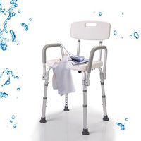 Shower Bath Chair Adjustable Bench Stool Seat w/Detachable Back and Arms