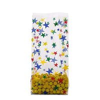 10ct Small Colorful"Primary Stars" 7x2x3" Cello Cellophane Treat Food Snack Bags nfLG -531
