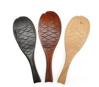 MENGDA Wooden Classic Fish Whale Spoon Supplie Shaped Ladle Non Stick Rice/Meal Paddle, Great Gift for Friends Family