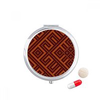 Rhombus Labyrinth Illustration Pattern Travel Pocket Pill case Medicine Drug Storage Box Dispenser Mirror Gift