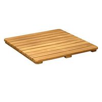 Asta Solid Teak Shower/Bath/Door Mat with Rounded Corner, Spa Teak Collection (20x20)