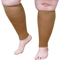 Unisex Adult Extra Wide Moderate Compression Calf Sleeves, Regular Height (Over 5'7") - Dark Beige