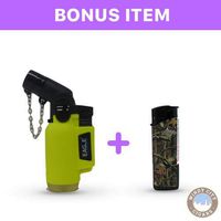 Angle Neon Eagle Jet Flame Butane Torch Lighter Refillable Windproof Yellow & Bonus Lighter