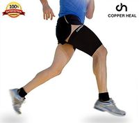 Thigh Compression Recovery Sleeve by COPPER HEAL - Recover from Sore Pulled Hamstring and Groin Strain Pain Sprains Tendinitis Injury Quadriceps Muscle Tear Quad Support Sports Workout Soccer Leg