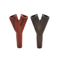 Cigarette Holder Wooden Cones Holder Double Barrel and Trident Tobacco Pipe Smoking Accessories Wooden Natural Color (Double Barrel)