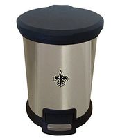 The Furniture Cove New 1.3 Gallon Round Stainless Steel Step Trash Can Waste Basket Featuring Your Choice of a Football Team Logo (Saints Emblem)