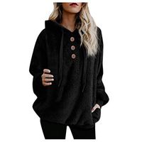 Drfoytg_Women's Fur & Faux Fur Jackets & Coats Women Plus Size Furry Long Sleeve Button Outerwear Pullovers Hoodies byDrfoytg Black