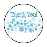 HotSaleStore Sticker Seals 48 Christmas Thank You Snowflakes Sticker Label Envelope Seals 1.2" Round