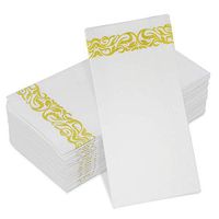 Decorative Line-Feel Guest Towels Premium Disposable Hand Towels Elegant Dinner Lunch Buffet Table Napkins for Bathroom Kitchen Wedding Cocktail Holiday Birthday Soft Absorbent 200-Pack Gold Floral