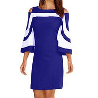 WENOVL Plus Size Dresses,Women Ladies Bodycon Casual Evening Party Mini Dress Blue