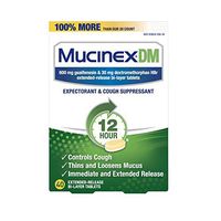 Cough Suppressant and Expectorant, Mucinex DM 12 Hr Relief Tablets, 40ct, 600 mg, Thins & loosens mucus that causes chest congestion.