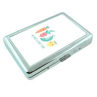 Veggie Team Em1 Hip Silver Cigarette Case Id Holder Metal Wallet 4" X 2.75" RFID Protection