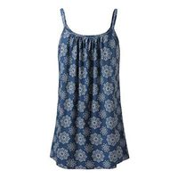 Jophufed Women Summer Casual Flowy Sleeveless Camisole Tank Tops Navy