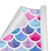 Gift Wrapping Paper Roll Mermaid Fish Scales Watercolor for Birthday,Holiday,Wedding,Baby Shower Gift Wrap - 3Rolls - 58inch x 23inchPerRoll