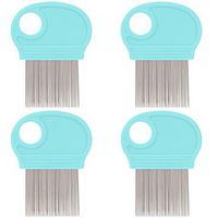 4 Pack Lice Combs, Nit Remover with Metal Teeth and Magnifier Tool for Hair and Head (Turquoise Blue)