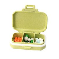 bjduck99 3/6 Slots Moisture-proof Pill Box Medicine Storage Case Travel Drug Organizer - Green 3 Compartments