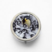 RhyNSky Animal Penguin Mini Portable Pocket Pill Box Case Holder for Purse, 3 Compartments, Silvery, FS218