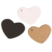 HugeDE 200 Pcs Heart Shape Kraft Paper Gift Tags Crafts Hang Tags Price Tags Label Tags Brown