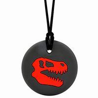 Munchables Dinosaur Skull - Sensory Chew Necklace for Boys (Red)