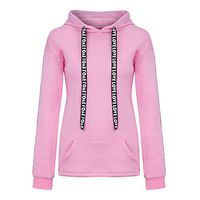 HNTDG Women Plus Size Long Sleeve Solid Lightweight Sweatshirt Hooded Pullover Tops Shirt Pink