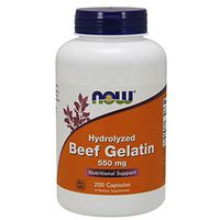 NOW Supplements, Beef Gelatin 550 mg, Hydrolyzed, Nutritional Support, 200 Capsules