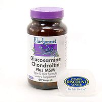 Bundle - 2 Items: 1 Bottle of Glucosamine Chondroitin Plus MSM by Bluebonnet - 120 Vegetarian Capsules and 1 VDC Pill Box