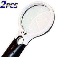 BESTSUN Magnifier 3 LED Light, 3X 45x Handheld Magnifying Glass with Light for Night Reading,Best for Jeweler Watch Repair, 2 Pack