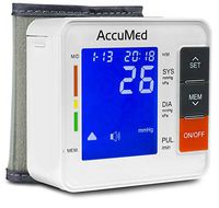 AccuMed ABP801 Portable Wrist Blood Pressure Monitor with One-Touch Automatic Measurement, 4-in-1 Functionality for Systolic/Diastolic BP, Heart Rate(BPM), Hypertension Guide, Arrhythmia Alerts