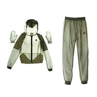 Sanmum Mosquito Insects Bug Mesh Netting Suit, Breathable Repellent Jacket Pants Quick-Drying Protective Clothing for Fishing Hiking Camping Gardening Hunting(Army Green)