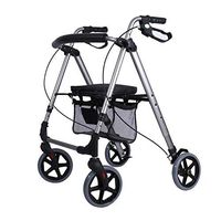 ZSMPY Folding Four-Wheel Roller Walker with Padded seat, Lockable Brake, Ergonomic Handle and Carrying case ZS