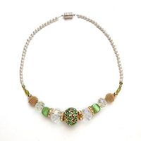 Peridot and Crystal Magnetic Therapy Necklace 18"