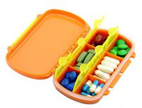 6 Compartments Pill Organizer Box, Medicine Organizer, Vitamin Organizer(Orange)